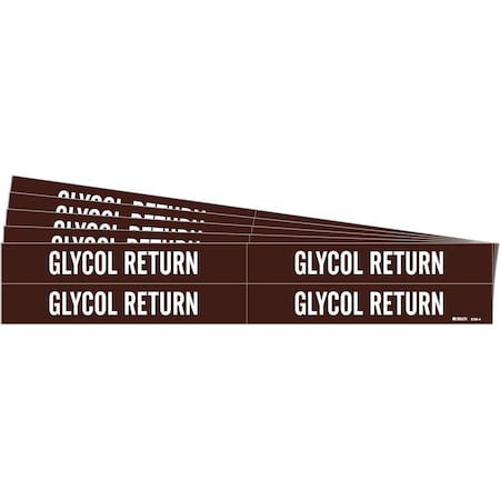 GLYCOL RETURN Pipe Marker Style 4 White On Brown 4 Per Card, 5 PK